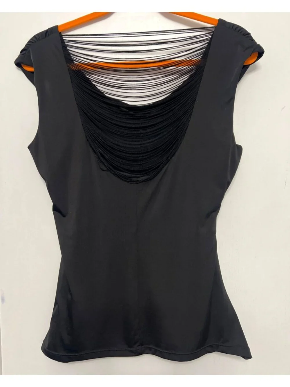 BCX Black Draped Top Open Strappy Back Blouse Women Size Large